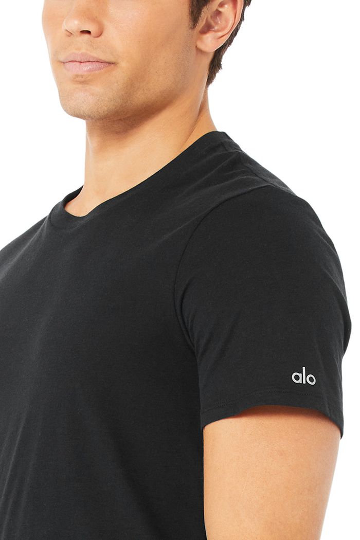 Short Sleeve Alo Yoga Airwave Tee Męskie Czarne | IPDFY3749