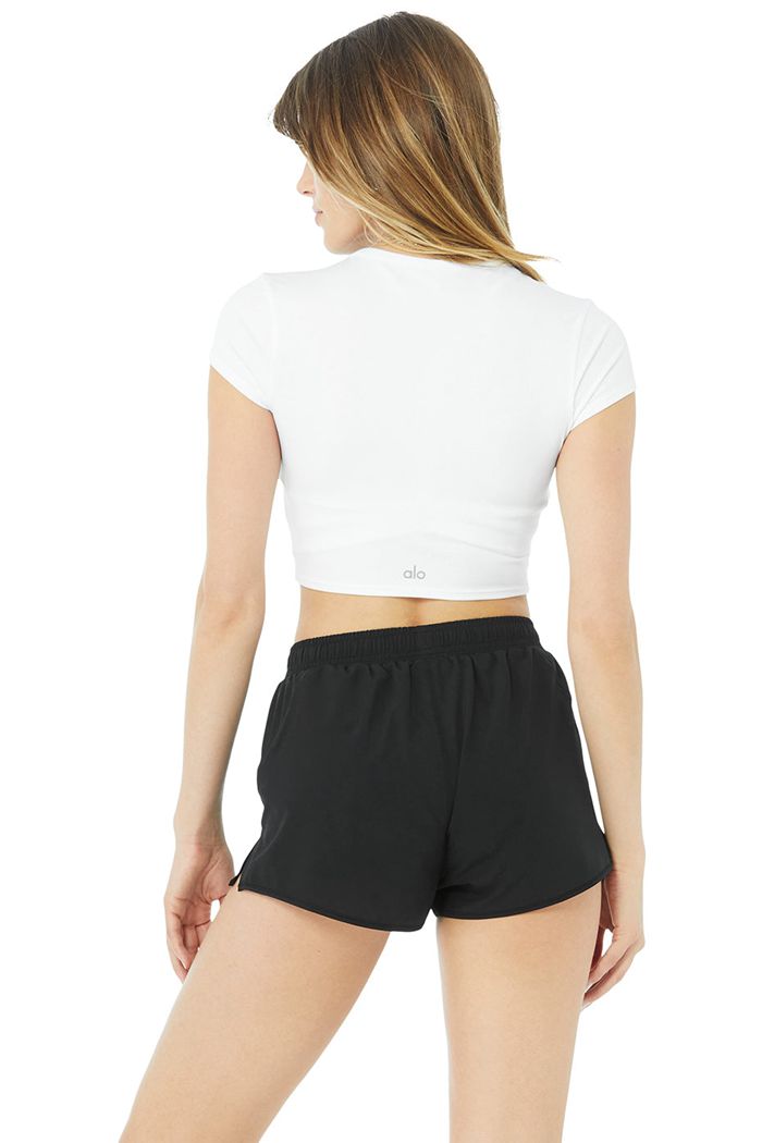 Short Sleeve Alo Yoga Alosoft Crop Finesse Damskie Białe | MXEIF2568