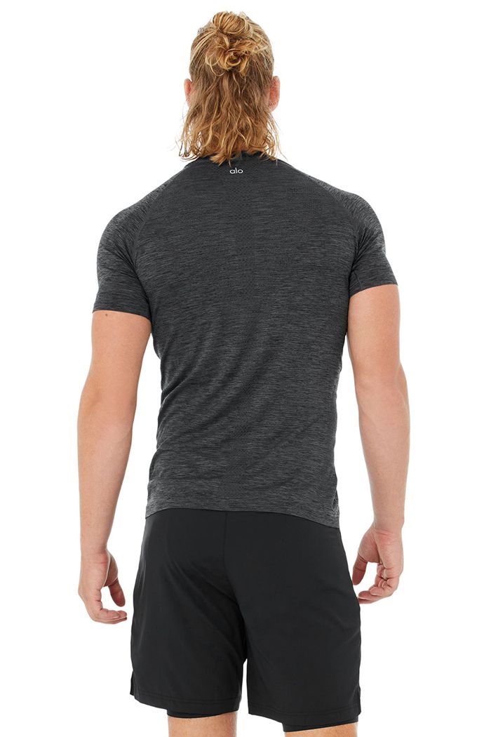 Short Sleeve Alo Yoga Amplify Seamless Tee Męskie Czarne | DSHOM2530