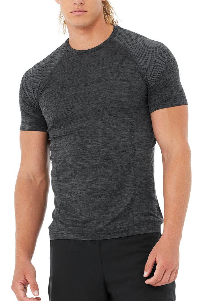 Short Sleeve Alo Yoga Amplify Seamless Tee Męskie Czarne | DSHOM2530