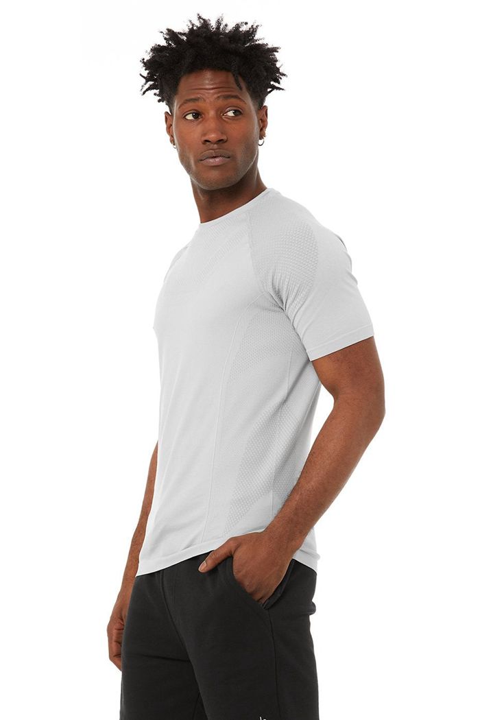 Short Sleeve Alo Yoga Amplify Seamless Tee Męskie Szare | HKQIW3294