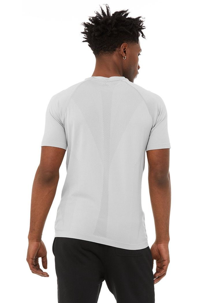 Short Sleeve Alo Yoga Amplify Seamless Tee Męskie Szare | HKQIW3294