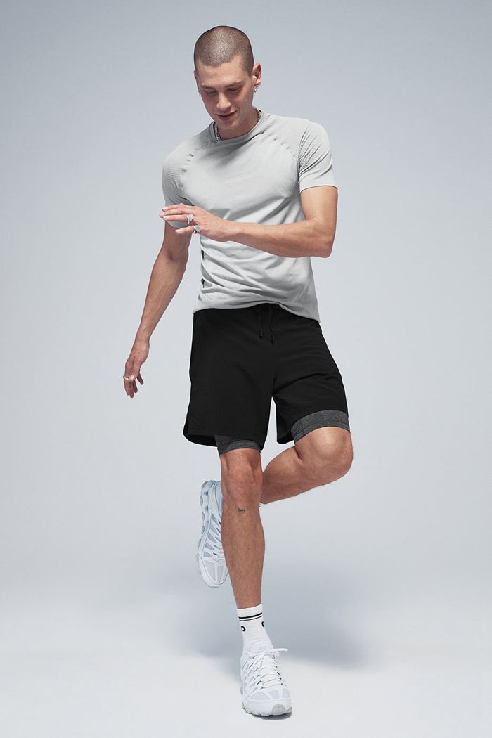 Short Sleeve Alo Yoga Amplify Seamless Tee Męskie Szare | HKQIW3294