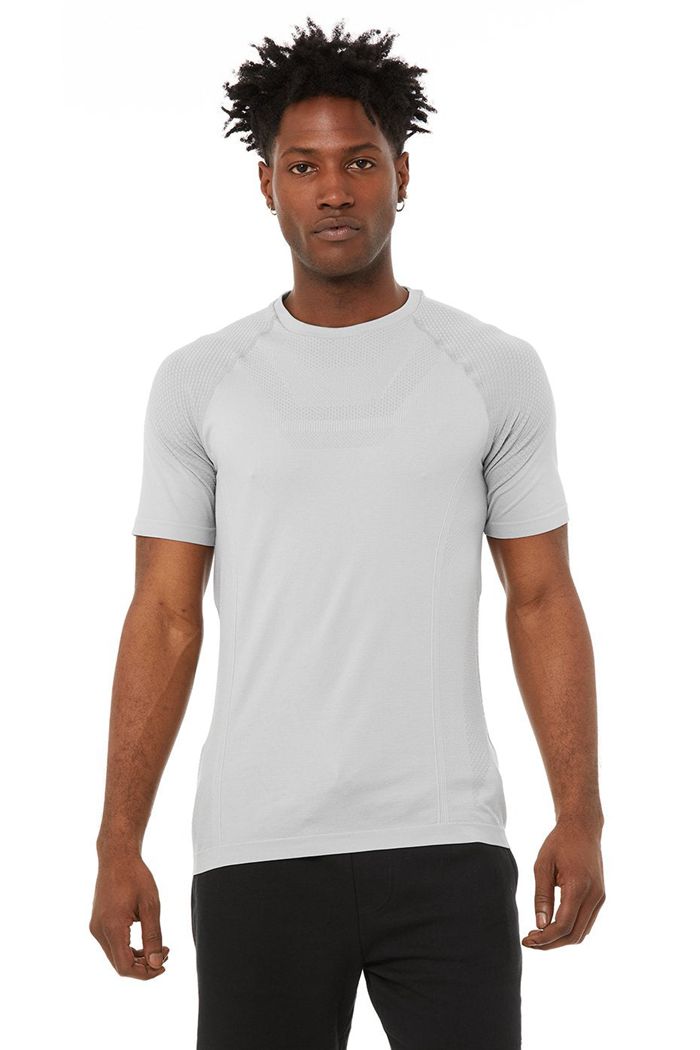 Short Sleeve Alo Yoga Amplify Seamless Tee Męskie Szare | HKQIW3294