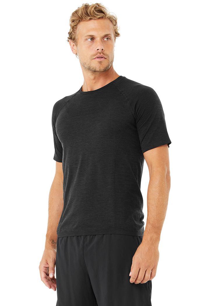 Short Sleeve Alo Yoga Amplify Seamless Tee Męskie Czarne | TRKCG7608