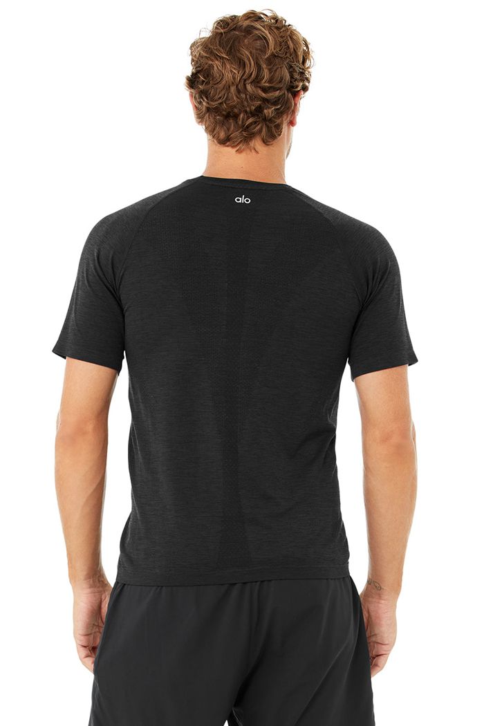 Short Sleeve Alo Yoga Amplify Seamless Tee Męskie Czarne | TRKCG7608