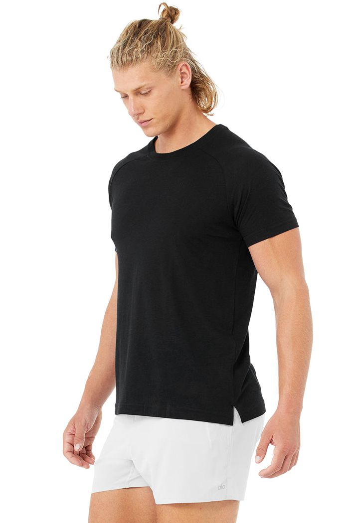 Short Sleeve Alo Yoga Triumph Crew Neck Tee Męskie Czarne | AYCFM9685