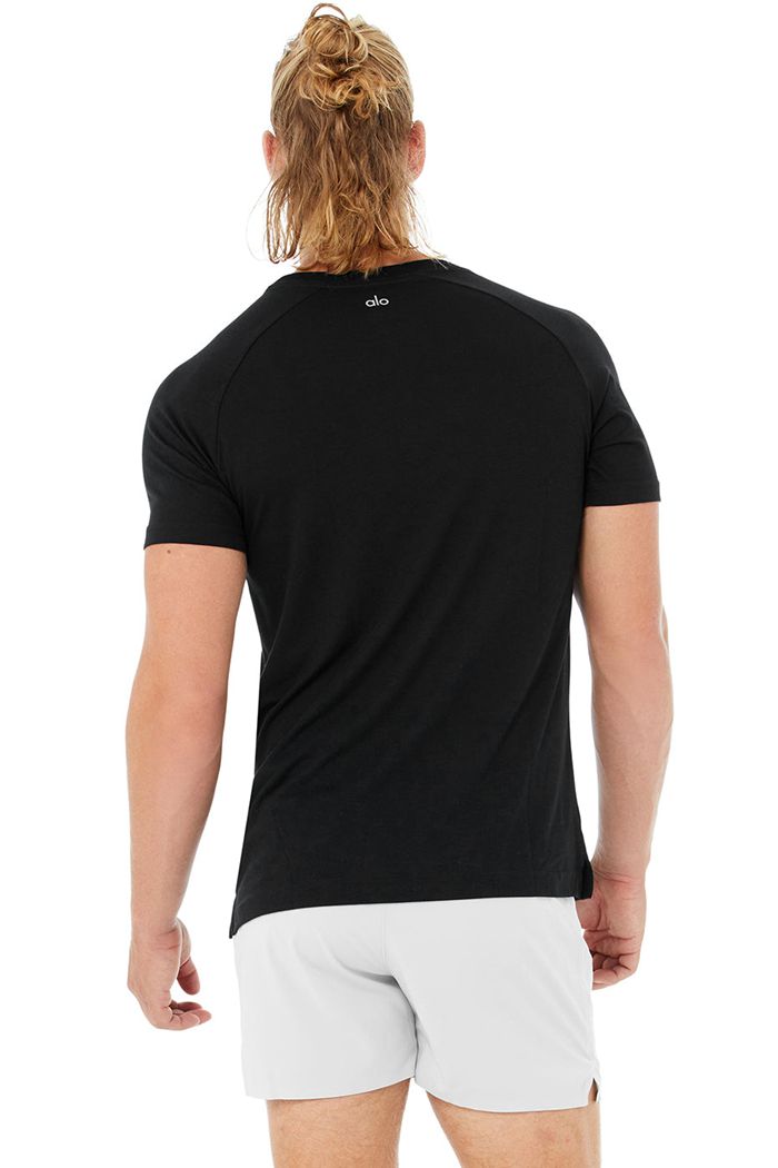 Short Sleeve Alo Yoga Triumph Crew Neck Tee Męskie Czarne | AYCFM9685