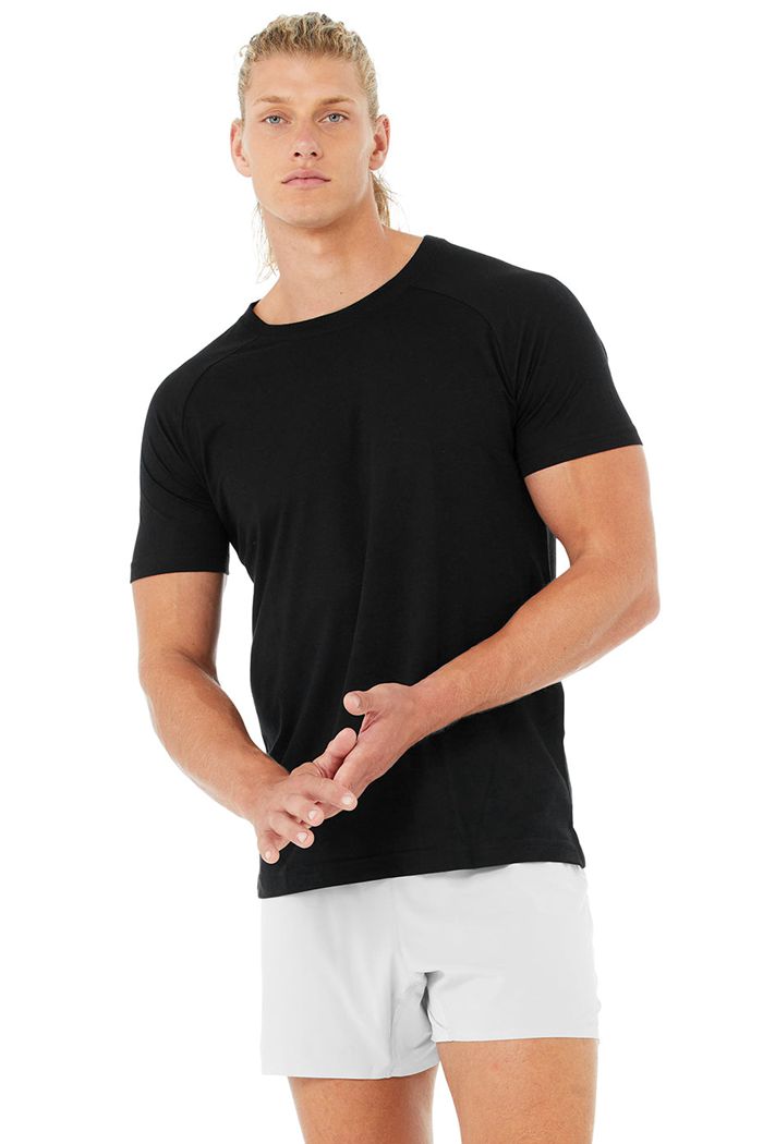 Short Sleeve Alo Yoga Triumph Crew Neck Tee Męskie Czarne | AYCFM9685