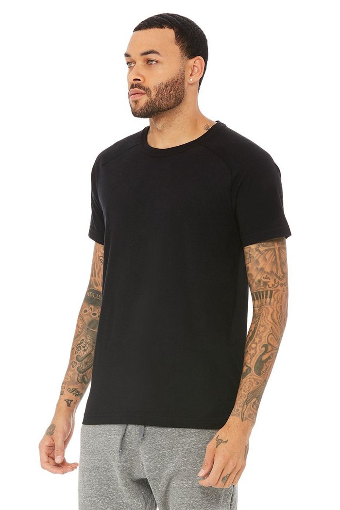 Short Sleeve Alo Yoga Triumph Crew Neck Tee Męskie Czarne | URDPJ5264