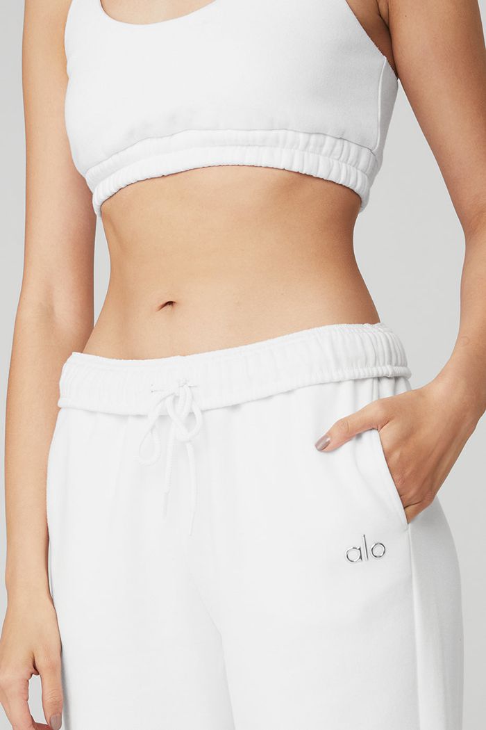 Spodnie Alo Yoga Accolade Sweat Damskie Białe | ACORP1340