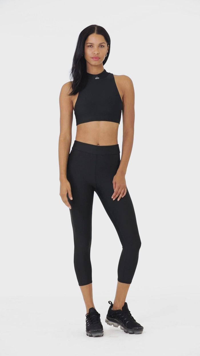 Spodnie Alo Yoga Airlift High-Stanem Conceal-Zip Capri Damskie Niebieskie | DNIQW5910