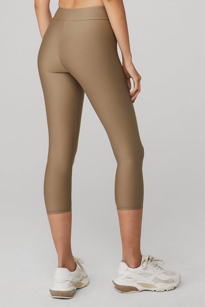 Spodnie Alo Yoga Airlift High-Stanem Conceal-Zip Capri Damskie Brązowe | SAUQD1236