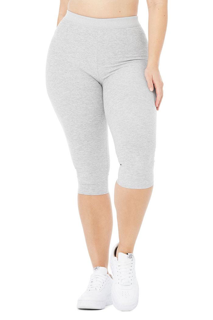 Spodnie Alo Yoga Alosoft High-Stanem Iconic 90's Capri Damskie Szare | LBWTA8697