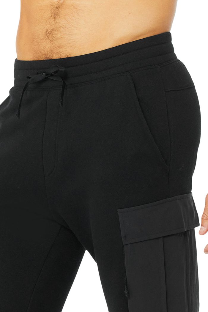 Spodnie Alo Yoga Cargo Traverse Sweat Męskie Czarne | BUJZO8045