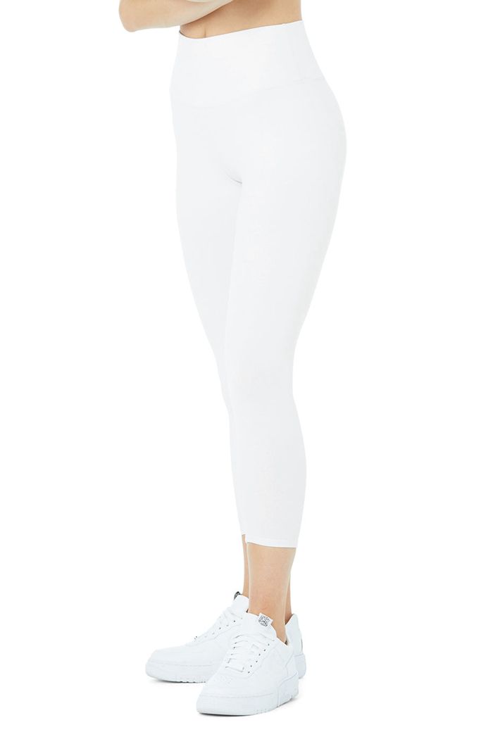 Spodnie Alo Yoga High-Stanem Airbrush Capri Damskie Białe | DRFUZ2137