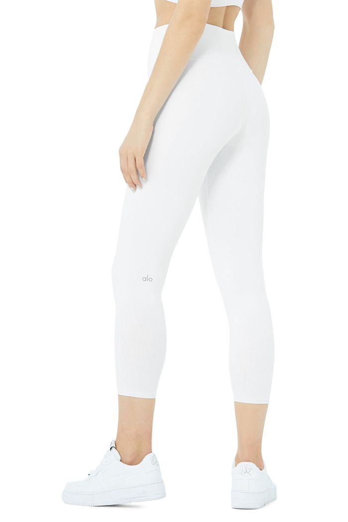 Spodnie Alo Yoga High-Stanem Airbrush Capri Damskie Białe | DRFUZ2137