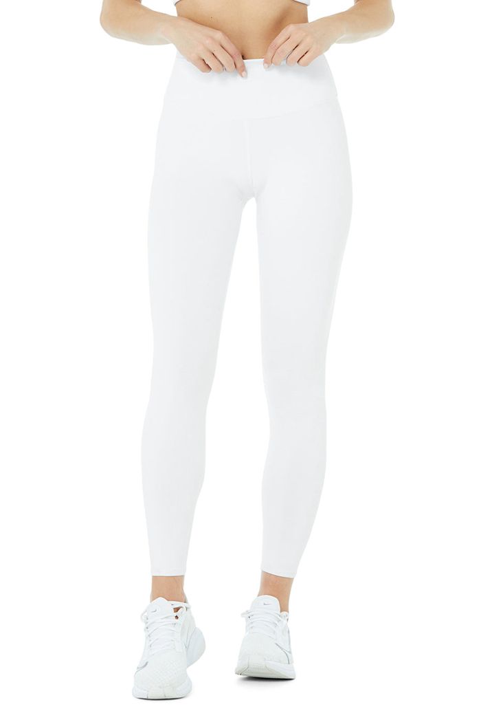 Spodnie Alo Yoga High-Stanem Airbrush Capri Damskie Białe | DRFUZ2137