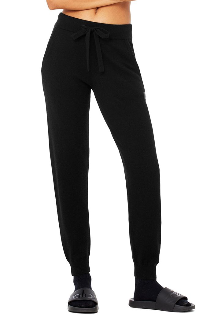 Spodnie Alo Yoga High-Stanem Cashmere Jet Set Damskie Czarne | JIYFX8461