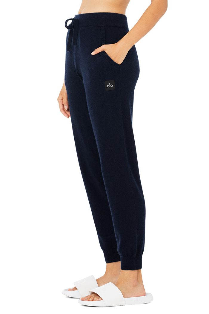 Spodnie Alo Yoga High-Stanem Cashmere Jet Set Damskie Granatowe | LMZGY1573