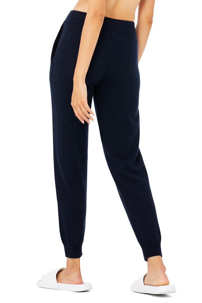 Spodnie Alo Yoga High-Stanem Cashmere Jet Set Damskie Granatowe | LMZGY1573