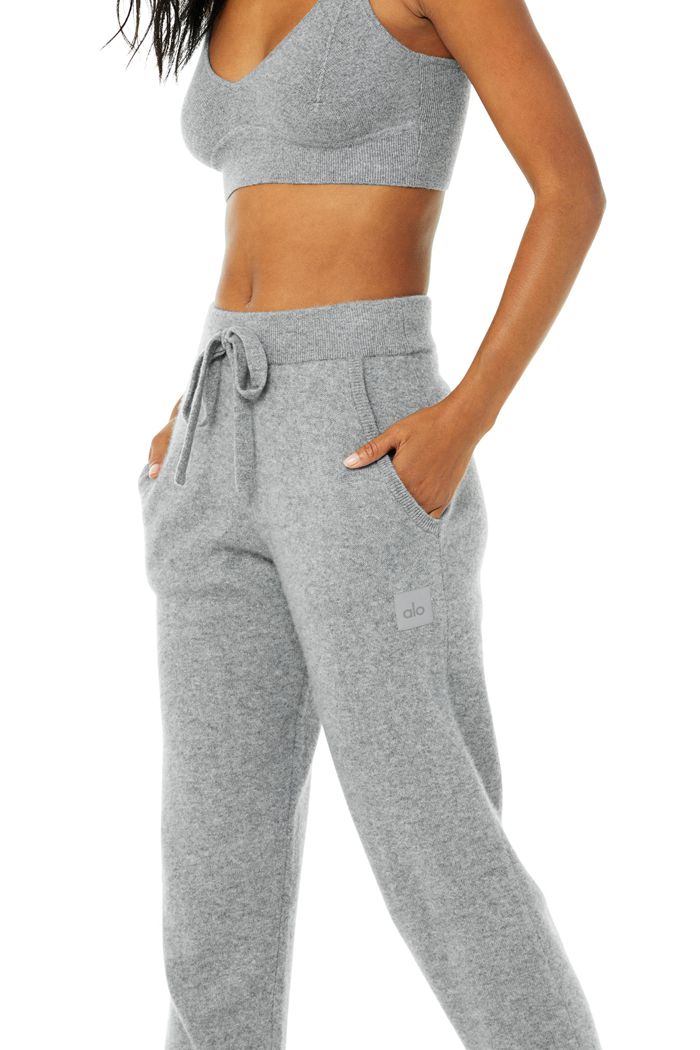 Spodnie Alo Yoga High-Stanem Cashmere Jet Set Damskie Szare | NKAVQ3586