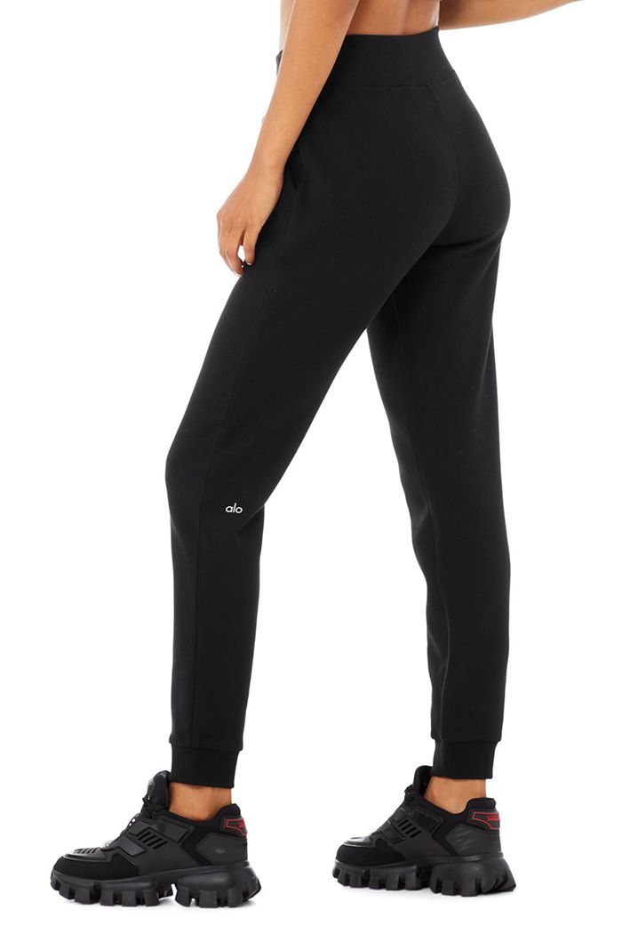 Spodnie Alo Yoga Slick Zip Front Sweat Damskie Czarne | SRTKA1436