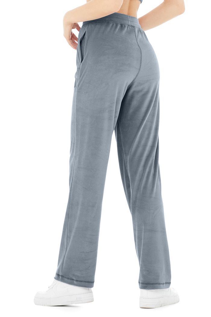 Spodnie Alo Yoga Velour High-Stanem Glimmer Szerokie Leg Damskie Szare | QTLWU0456