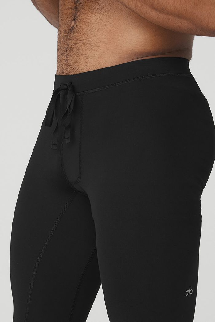 Spodnie Alo Yoga Warrior Compression Męskie Czarne | MXNJT1704