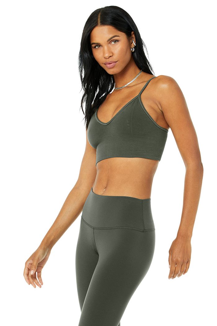 Staniki Alo Yoga Delight Bralette Damskie Ciemny Zielone | ZFNGE2108