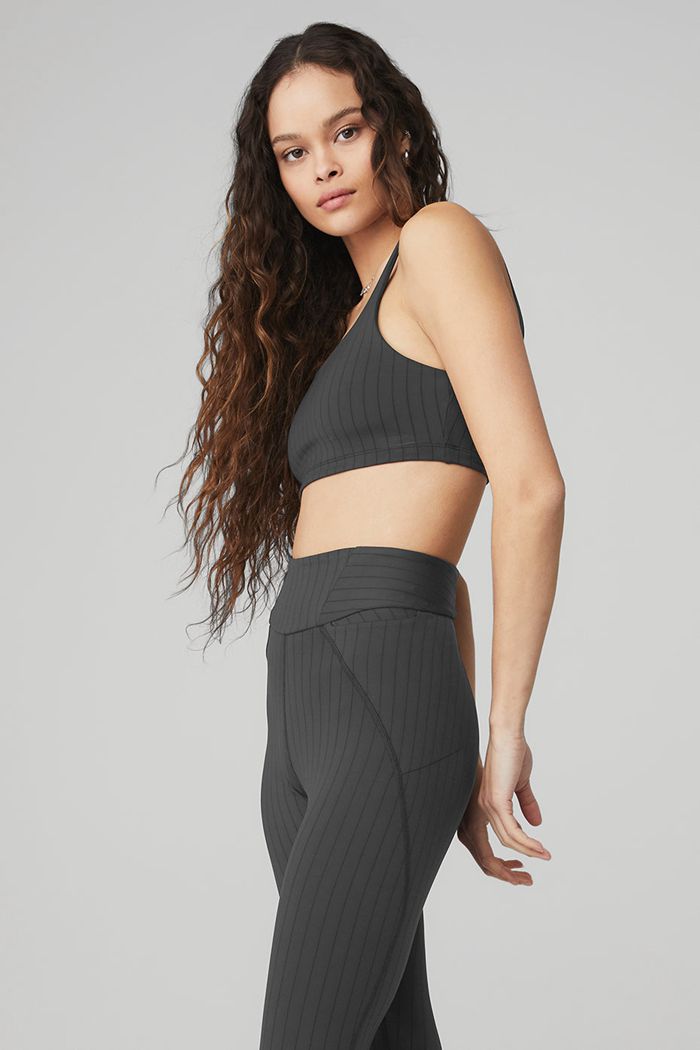 Staniki Alo Yoga Pinstripe Damskie Ciemny Szare | NDGXI0437