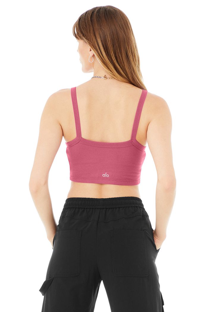 Staniki Alo Yoga Ribbed Crop Whisper Damskie Fioletowe | JUYGV2738