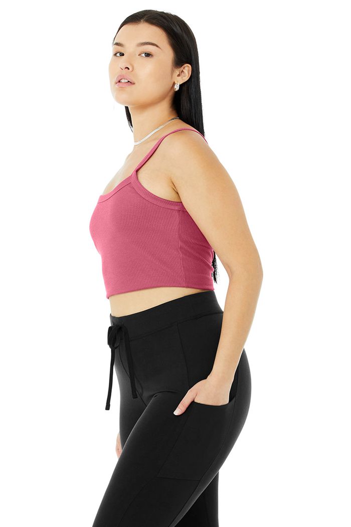 Staniki Alo Yoga Ribbed Crop Whisper Damskie Fioletowe | JUYGV2738