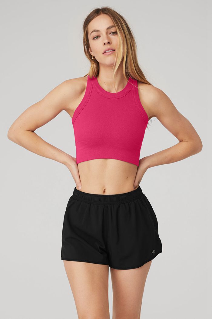 Staniki Alo Yoga Seamless Delight High Neck Damskie Czerwone | SEGCL0659