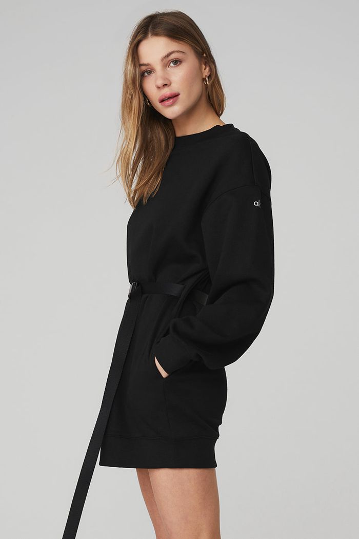 Sukienki Alo Yoga Cityscape Sweatshirt Damskie Czarne | DHXGO6157