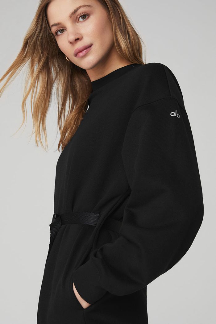 Sukienki Alo Yoga Cityscape Sweatshirt Damskie Czarne | DHXGO6157