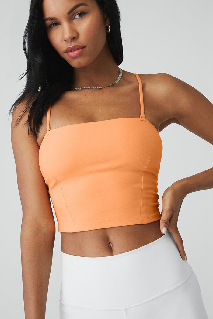 Tank Tops Alo Yoga Alosoft Convertible Sunkissed Bandeau Damskie Pomarańczowe | ELXCF2640