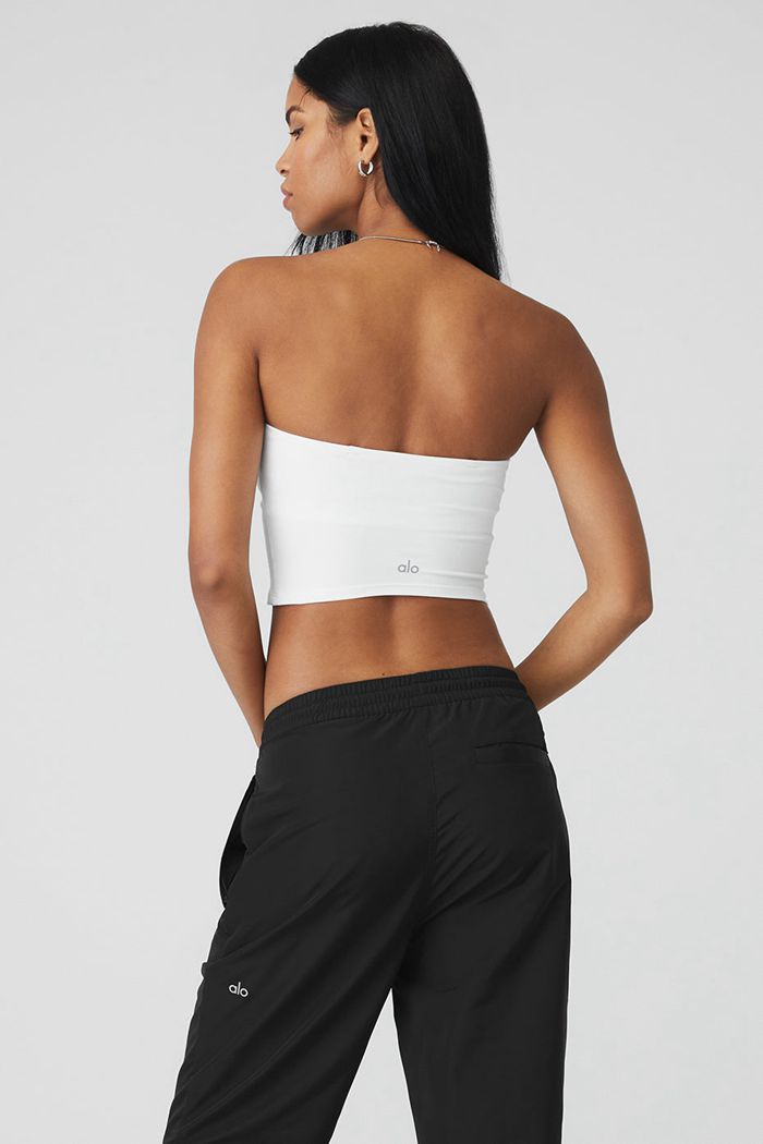 Tank Tops Alo Yoga Alosoft Convertible Sunkissed Bandeau Damskie Białe | WUVSL3689