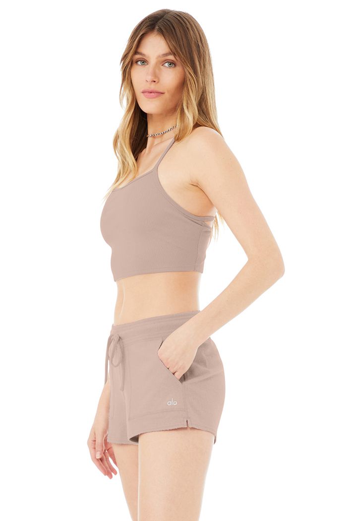 Tank Tops Alo Yoga Alosoft Ribbed Crop Calm Damskie Różowe | PCRIS2178