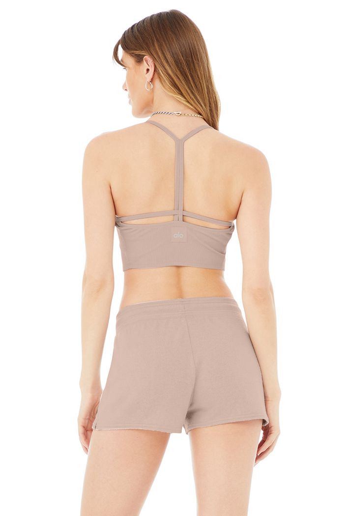 Tank Tops Alo Yoga Alosoft Ribbed Crop Calm Damskie Różowe | PCRIS2178