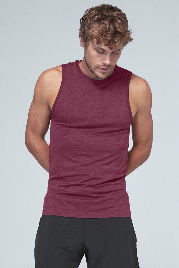 Tank Tops Alo Yoga Amplify Seamless Muscle Męskie Czerwone | HSCVA1240