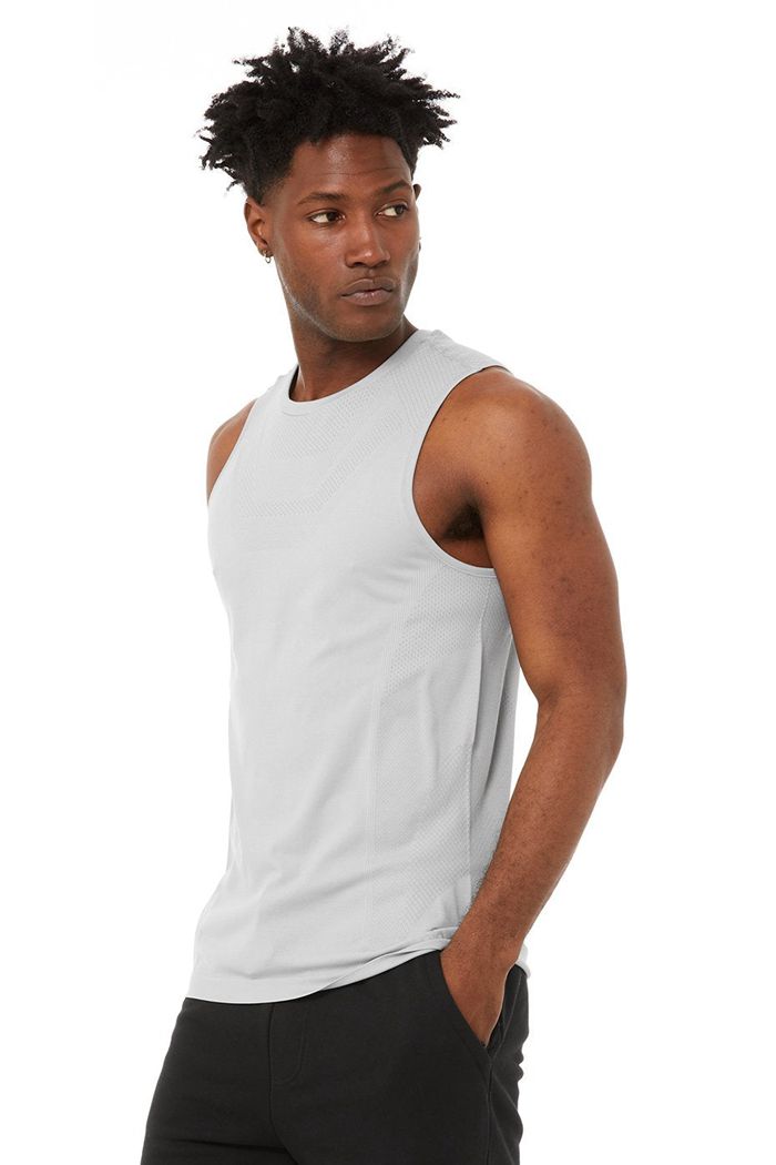 Tank Tops Alo Yoga Amplify Seamless Muscle Męskie Szare | UWKPG0379