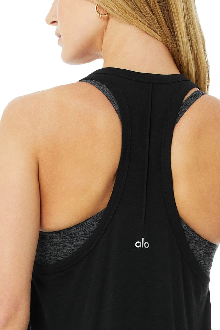 Tank Tops Alo Yoga Motion Damskie Czarne | ABVZK7426