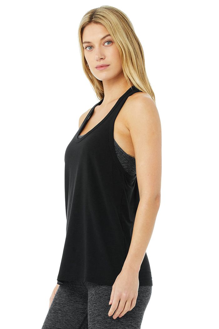 Tank Tops Alo Yoga Motion Damskie Czarne | ABVZK7426