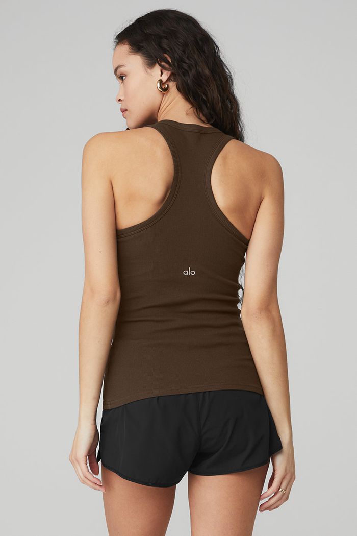 Tank Tops Alo Yoga Ribbed Aspire Full Length Damskie Czarne | LRVGD7908