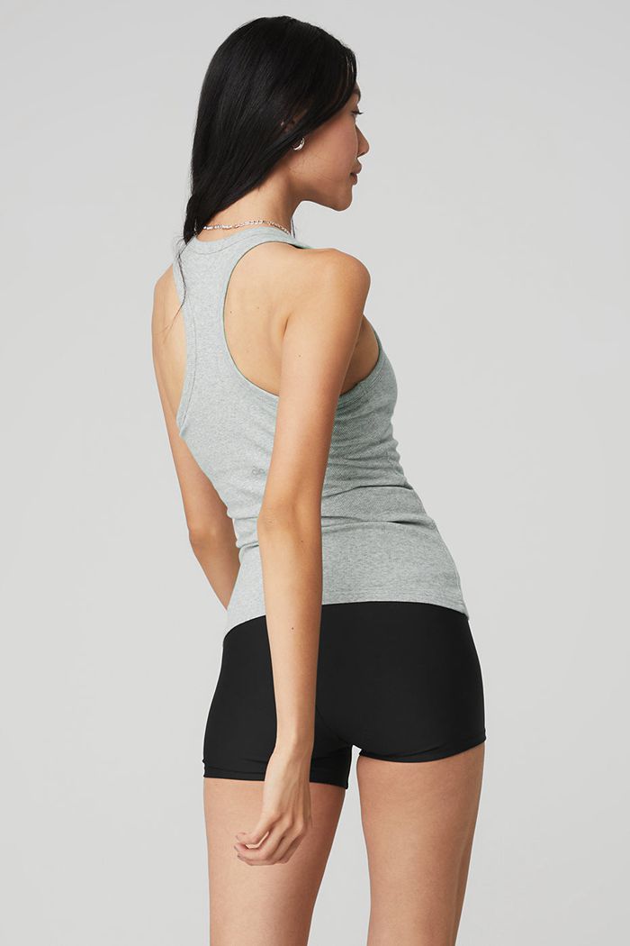 Tank Tops Alo Yoga Ribbed Aspire Full Length Damskie Szare | TXRGL2653