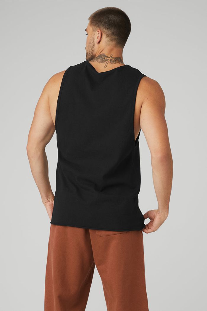 Tank Tops Alo Yoga Society Męskie Czarne | SQCEJ1705