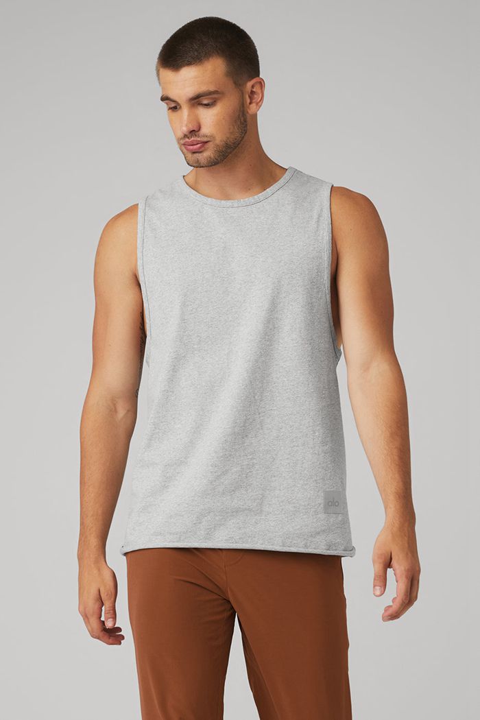 Tank Tops Alo Yoga Society Męskie Szare | NRPLX6593