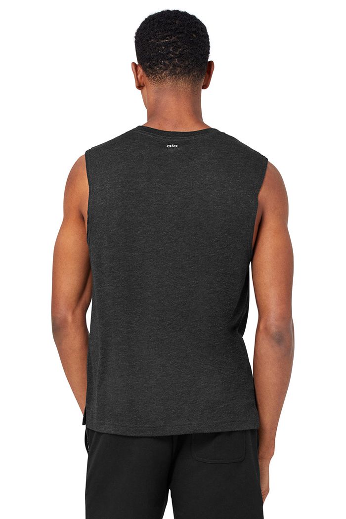 Tank Tops Alo Yoga The Triumph Muscle Męskie Czarne | DHBJS6047