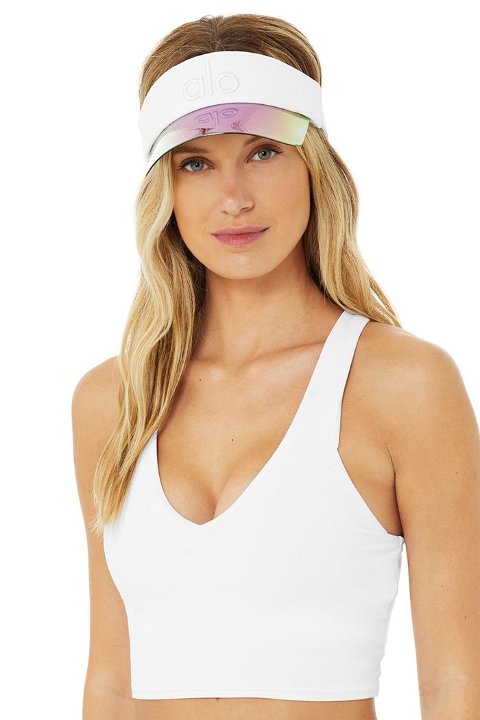 Visor Alo Yoga Solar Damskie Białe | OAWGI2943